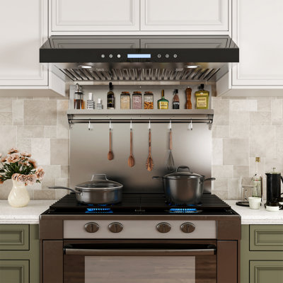 24x30 in. Stainless Steel Kitchen Backsplash with Storage Spice Rack and Utensuk Hooks