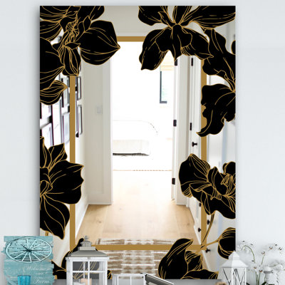 Botanical Obsidian Modern Traditional Accent Mirror