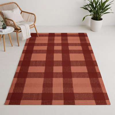 Tapis d'intérieur et d'extérieur à carreaux brun