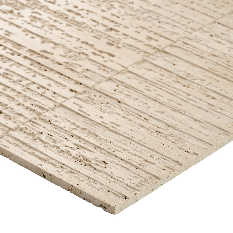 Stretto 16x16 Textured Honed Marble Wall Tile, Cream