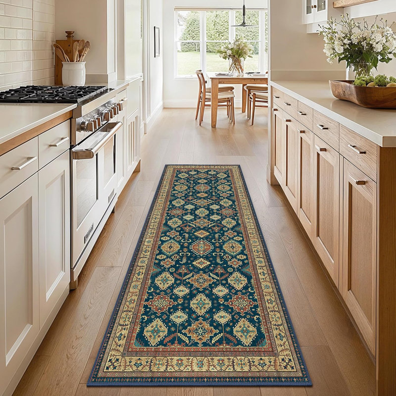 Tapis de couloir pour couloirs lavable à la machine, antidérapant, rétro et léger Boho