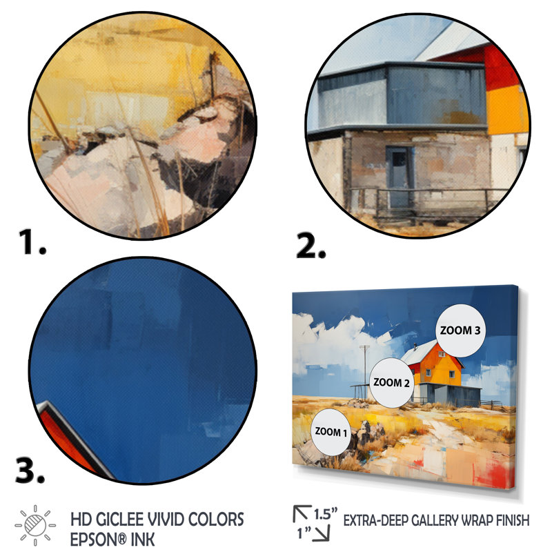 Mariele " Farmhouse Farmstead Abstraction II ", H 34 po x l 44 po x P 1,5 po, Cadre simple argenté