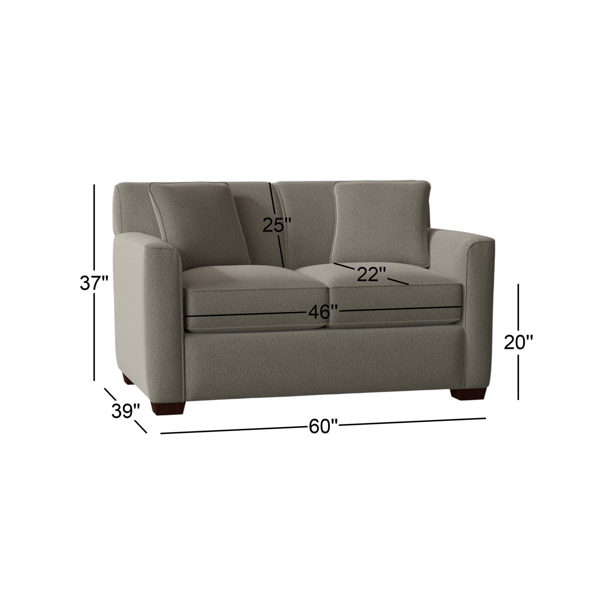 Keaton 60'' Upholstered Loveseat, Yes, Craftwood 16 Gray Performance Chenille