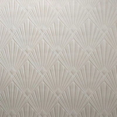 Papier peint Art déco moderne texturé beige champagne crème à motif de losanges géométriques en éventail