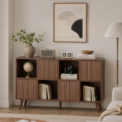 Organisateur de rangement pour bibliothèque 8 cubes, armoire de rangement pour bibliothèque avec 4 portes, organisateur de tablette autoportant pour livres, décoration dans le salon, bureau de chambre à coucher
