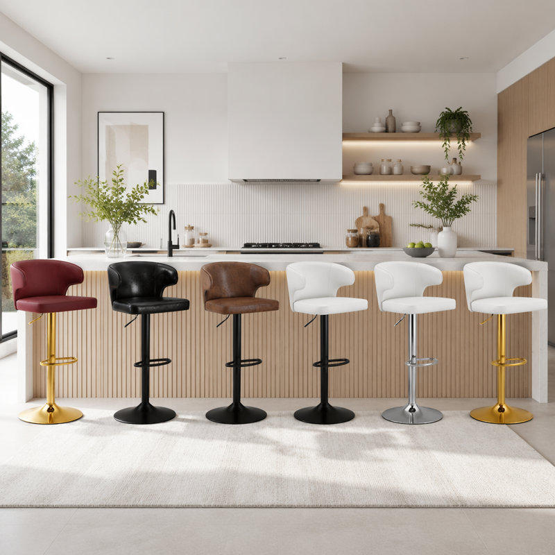 Tabouret de bar rotatif moderne, Blanc + or - 2 pièces