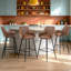 Modern Velvet/Suede Upholstered Bar Stool with Diamond Tufted Back, Counter Height Chair with Black Metal Legs-8452101