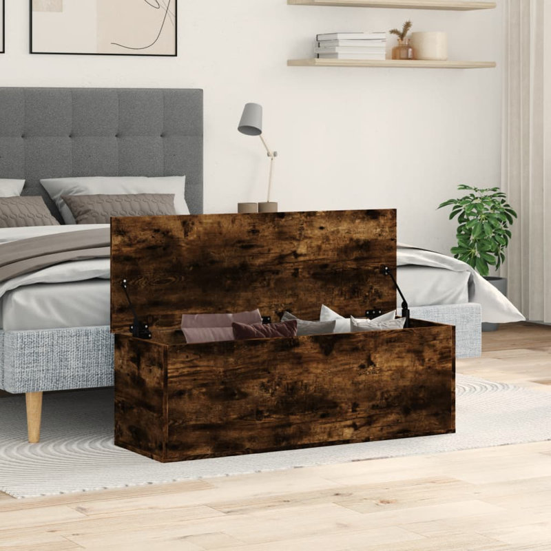 Vidaxl Storage Chest Engineered Wood, 40.2" x 13.8" x 13.8", Smoked Oak