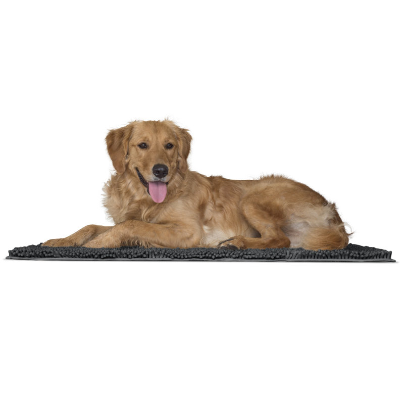 Muddy Paws Chenille Towel and Shammy Pet Mat, Large (36" W x 26" D x 1" H), Charcoal Gray