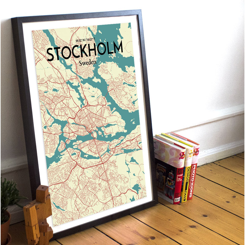 Stockholm City Map - No Frame Print, 43cm H x 28cm W x 0.13cm D