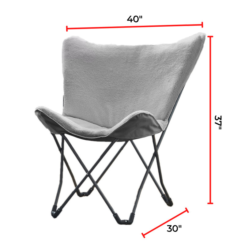 Classic Gray Microfiber Oversized Butterfly Chair with Steel Frame
