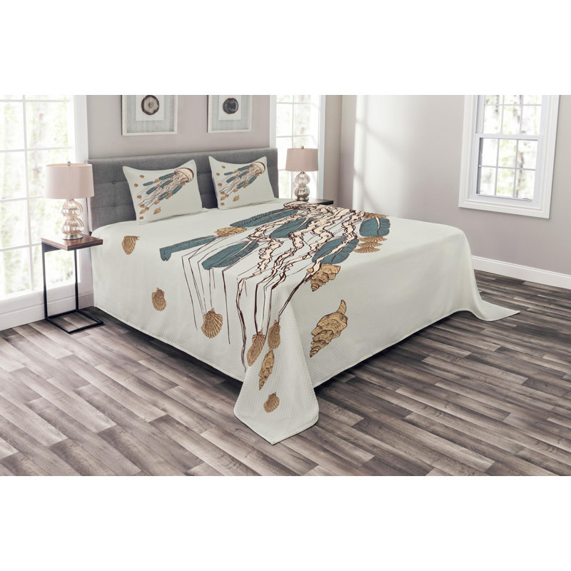 Coastal Polyester Coverlet, King Coverlet + 2 Shams