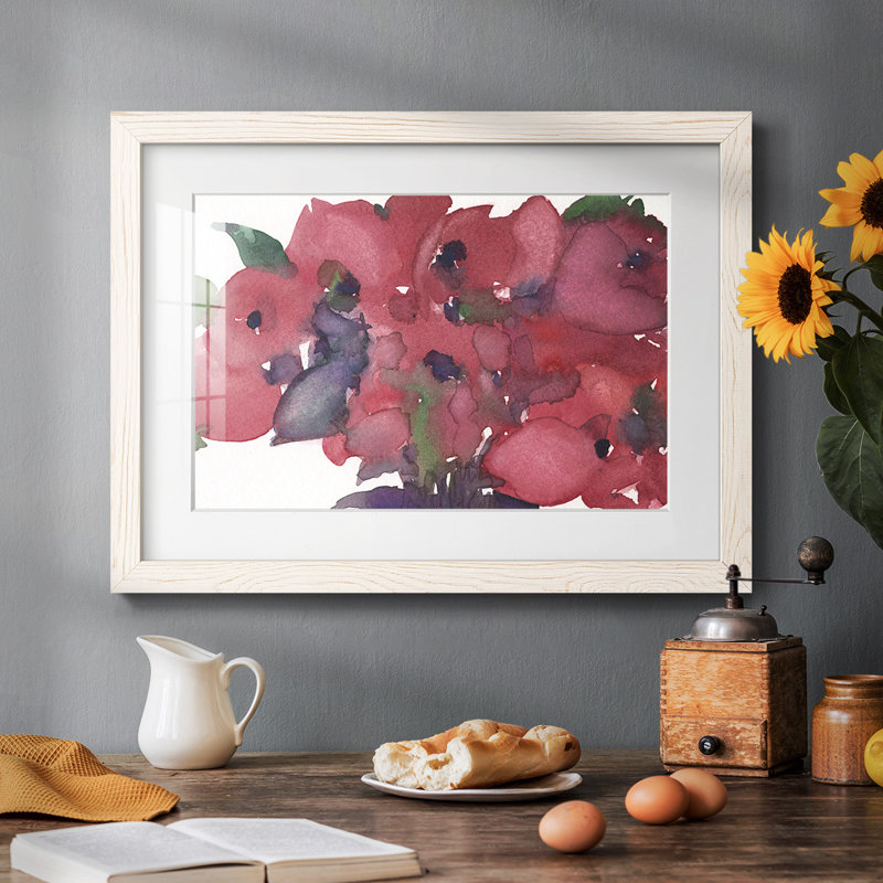 Floral I, impression encadrée rustique avec tableau mat, Blanc, H 26 po x l 38 po