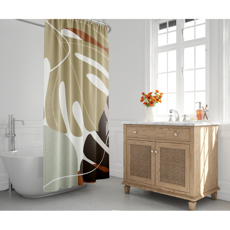 Rideau de douche Mido Mid-Century, Vert / menthe / brun