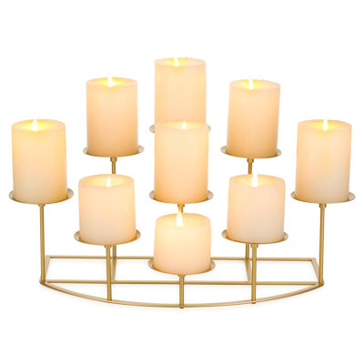 Candelabra Fireplace Candle Holder: Gold Metal Pillar Candle Holders For Inside Fireplace Mantle Decor Floor Candelabras Table Centerpiece