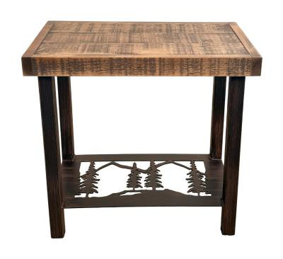 BURNT SIENNA IRON TREES RECTANGLE SIDE TABLE, Brown