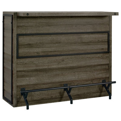 Garrison Aged Oak 5Shelf Wood Home Bar Wine Cabinet with Classic Style