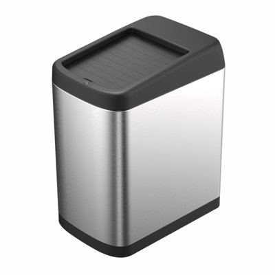 ELLO&ALLO 8 Gallon Motion Sensor Trash Can, Stainless Steel Automatic Garbage Bin with Sliding Row Up Lid, Touchless Hands-Free Soft-Close