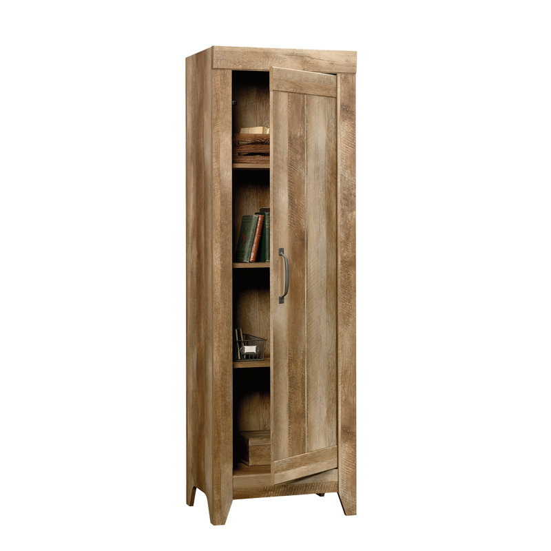Armoire de rangement étroite en bois d'ingénierie rustique, brun