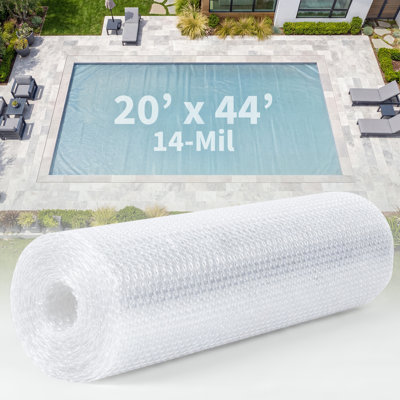 Blue Wave 20x44-ft Rectangle Solar Pool Cover 14-Mil Clear - Solar Cover for Inground Pool, Thermal Bubble Blanket for Heat Retention & Reduced Evaporation