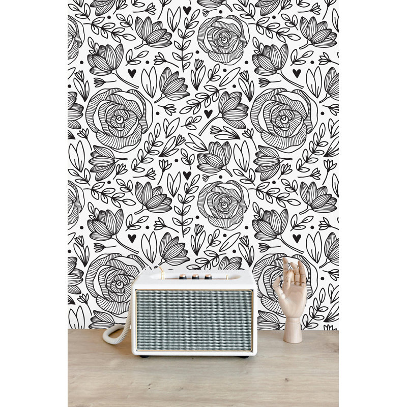 Murale peinte florale, l 25 po x L 99,96 po