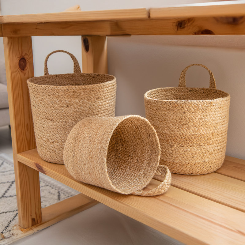 Panier suspendu en jute 3 pièces Haight Naturel