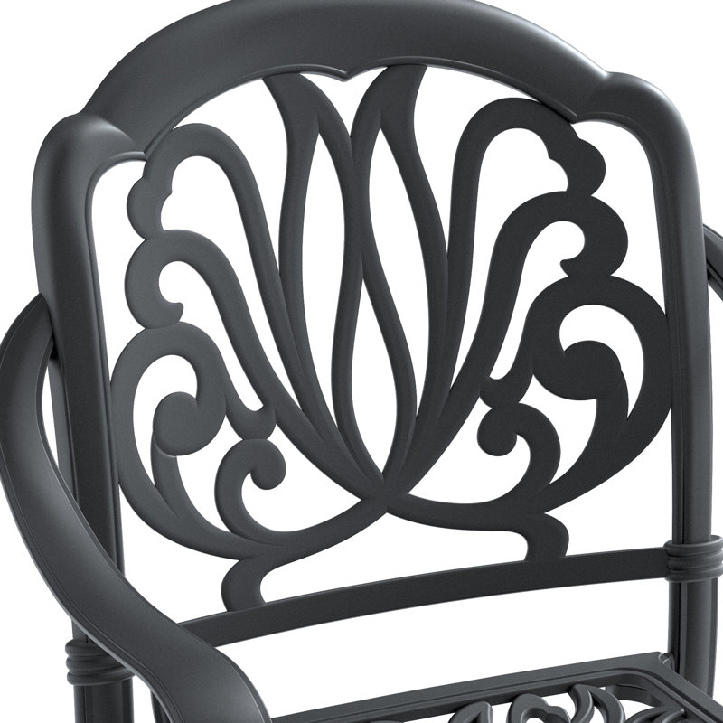 Ensemble de mobilier de jardin 9 pièces en aluminium moulé, structure noire, coussins bruns, design élégant, dossier et siège confortables, empilable pour un rangement facile, coussins résistants aux UV