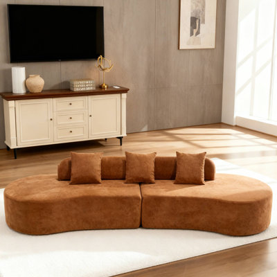 Canapé minimaliste incurvé avec 3 coussins pour le salon et les espaces de détente confortables