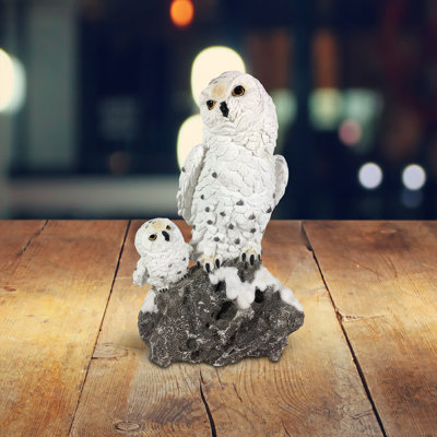 Figurine Hibou des neiges 9,5 "avec bébé
