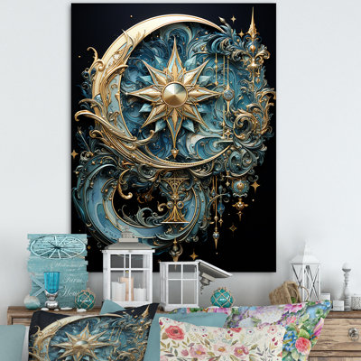 Johnaven Symbols Crescent Moon And Stars - Symbols Canvas Print Wall Art