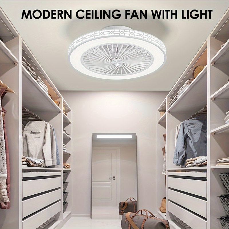 Ventilateur de plafond avec lumières 19 po, ventilateur de plafond réversible sans pales à profil bas de 6 po à DEL à intensité variable et plafonnier encastrable 3000k-6000k pour salon 