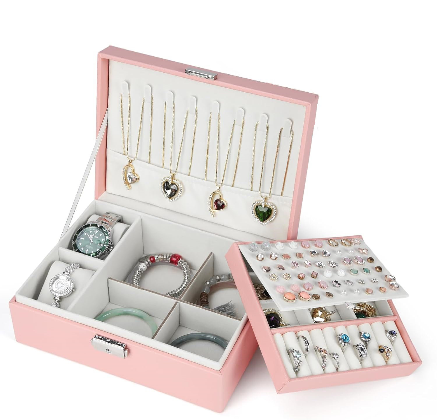 Ebern Designs Earring Jewelry Box Stud Organizer with Lock & Reviews ...