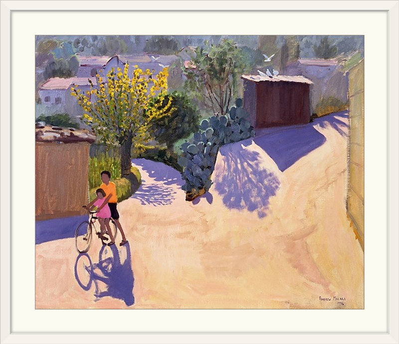 Anmoore " Spring In Cyprus " by Andrew Macara, 32" H x 38" W x 1" D, White Framed
