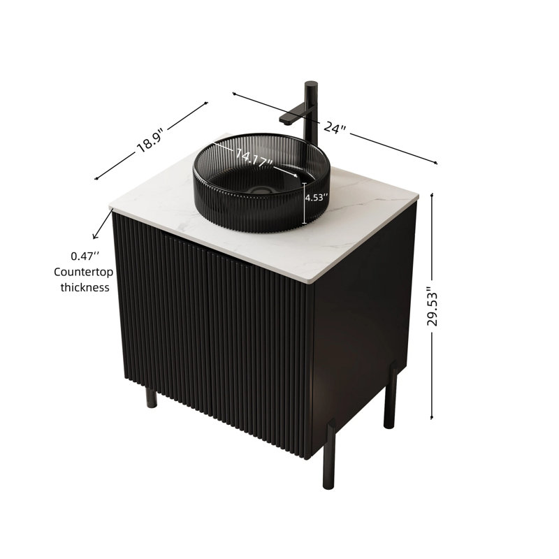 Meuble-lavabo noir 24 po, L 24 po