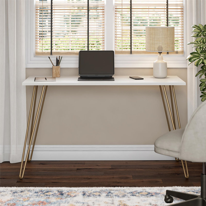 Bureau Owen (sans la chaise), Blanc / Doré