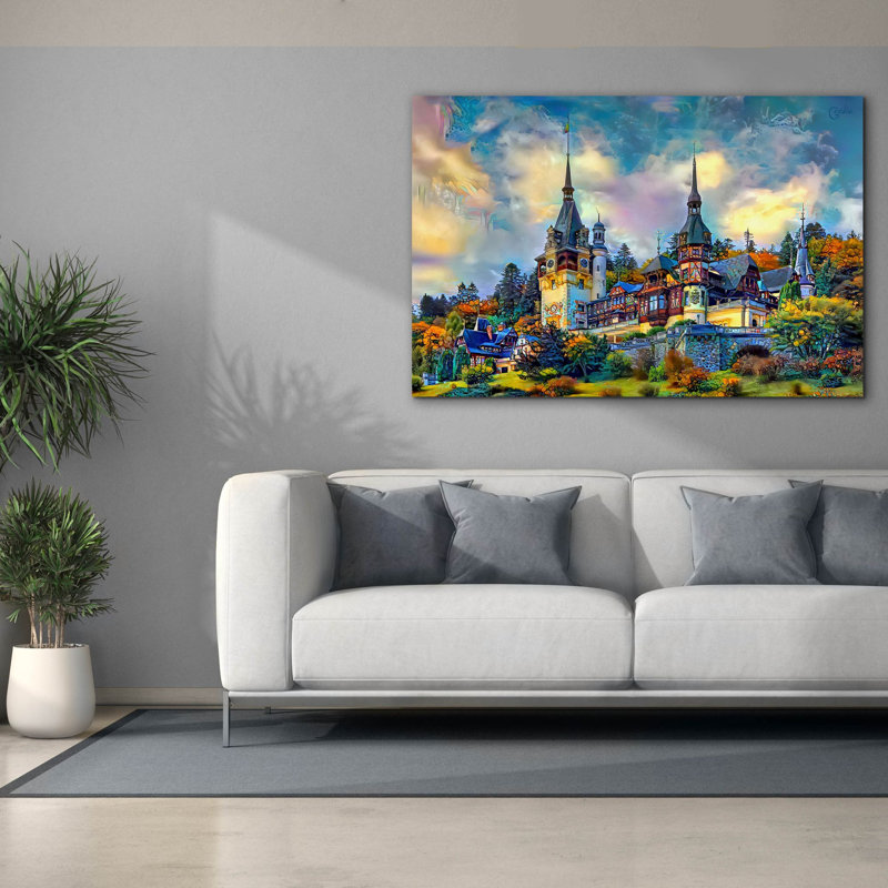 «Sinaiania Peles Castle» par Pedro Gavidia, art mural sur toile, H 40 po x l 60 po x P 1,5 po