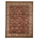 Hand Knotted Wool Area Rug in Wine And Beige