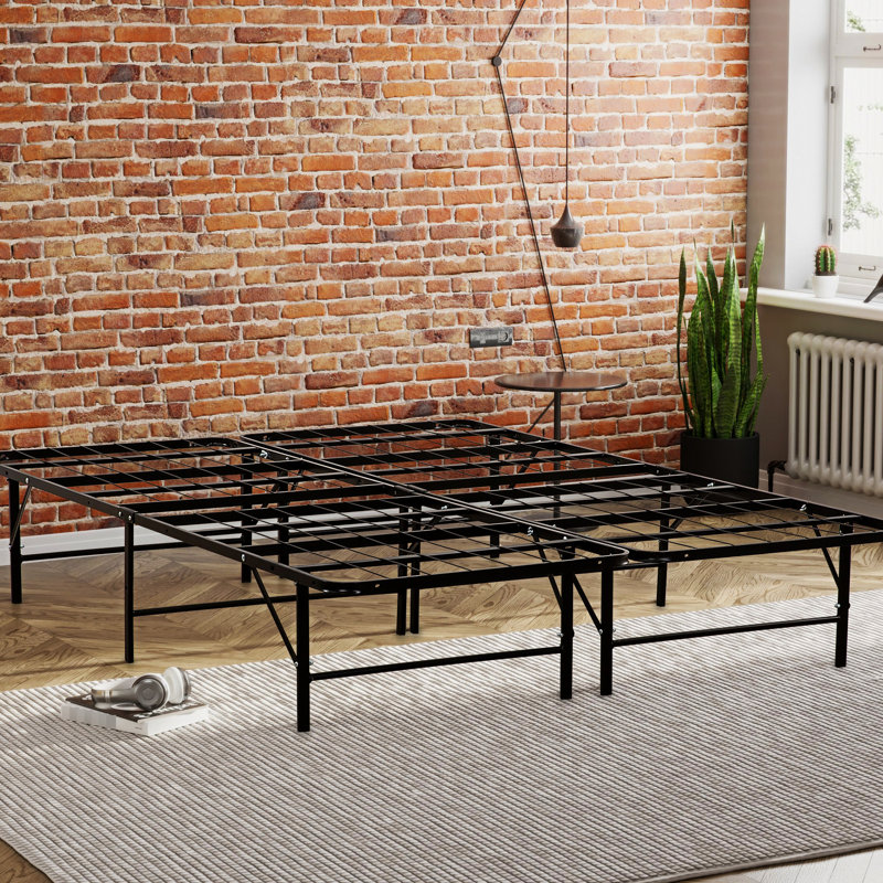 Metal Platform King Size Bed Base Frame, Black. Structure For Longevity. Gives Mattress Support. Under Storage Feature. Quick Assembly. Compatible With All Types. Industrial Bedroom Firming