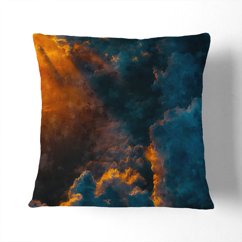 Light Through Clouds Painting Cushion with Filling, 40cm H x 40cm W x 15cm D, Stone