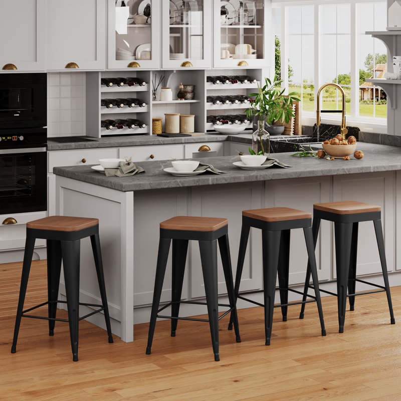 Moise Counter Stool with Metal Frame, Bar Stool (30” Seat Height)
