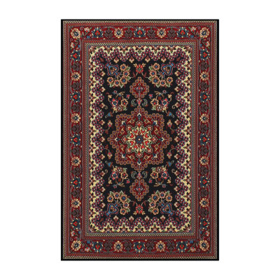 Tapis rouge/noir/brun traditionnel