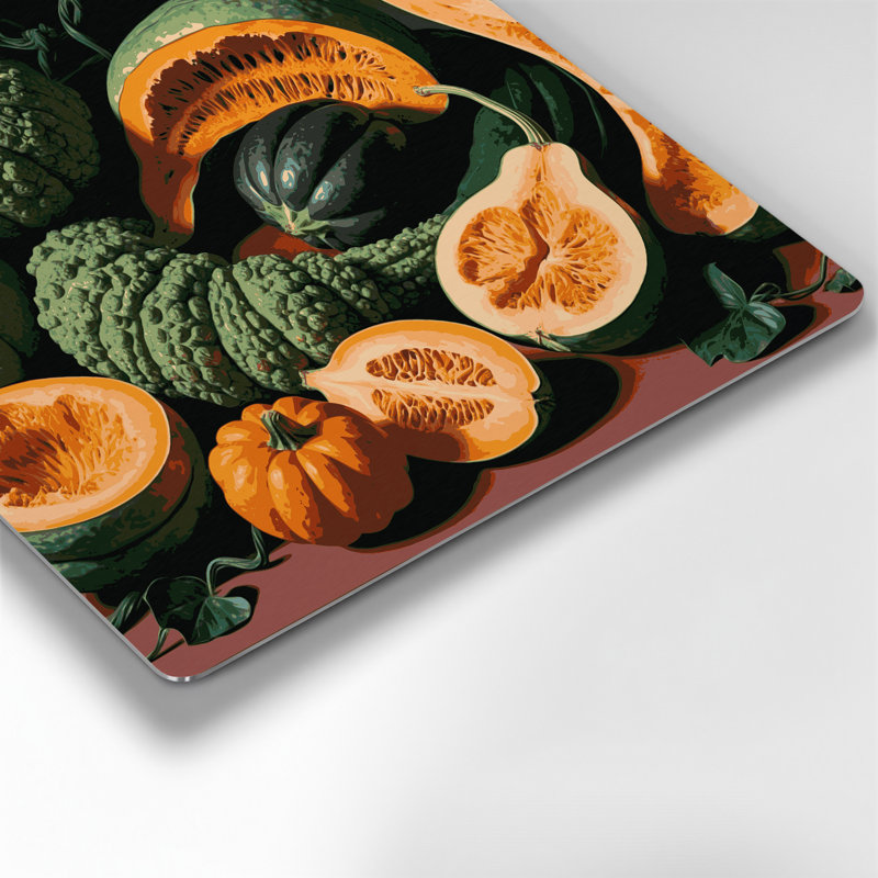 Art mural en métal vert légumes et gourde amère et melon, H 12 po x l 12 po