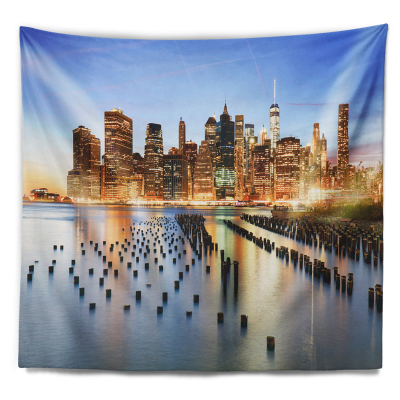 Toile avec gratte-ciel, paysage urbain de New York, H 68 po x l 80 po