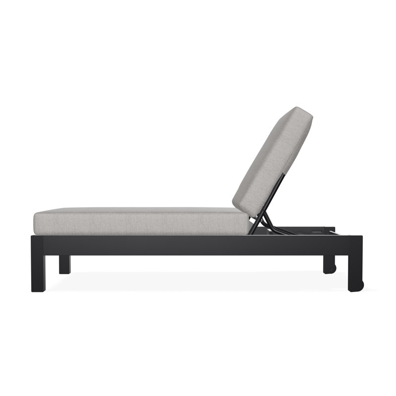 Chaise longue sans accoudoirs en polyester à 3 positions Leeward, Toile granit Sunbrella®, Noir