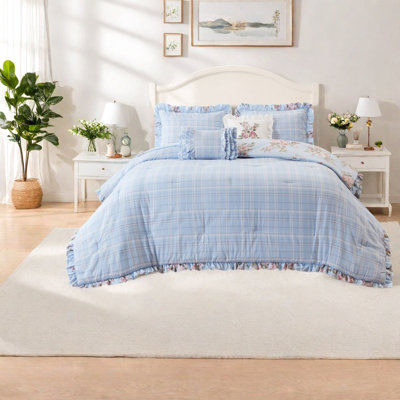 Blue Floral Bedding Sets, Twin Twin XL Microfiber Comforter Set, Cottage Bedroom