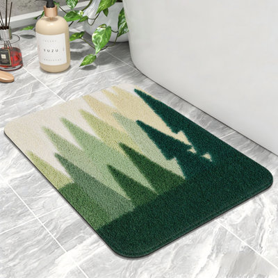 Tapis de bain Ombre Green Pine Tree Forest, antidérapant, pour salle de bain et cuisine, 32 po x 20 po