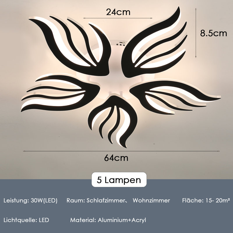 5-Light 64cm Semi Flush Mount