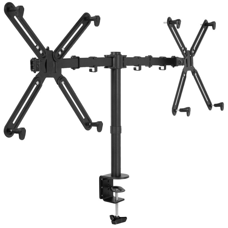 Black Dual Monitor Desk Mount with VESA Adapter Brackets