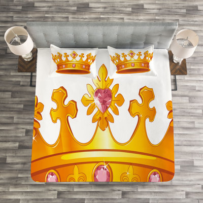 Adside Yellow/White/Pink Microfibre Bedspread Set