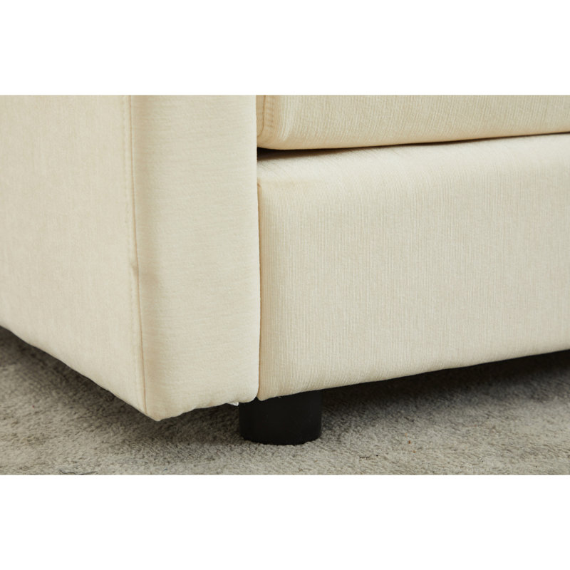 Salon chambre à coucher 2, en L moderne, chenille blanche avec style en L, chenille, pour